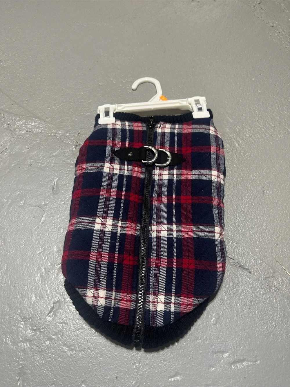 Plaid Zip-Up Dog Vest in Navy and Red